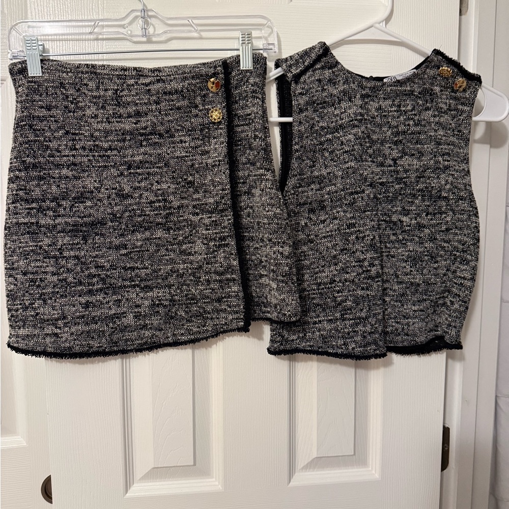 Zara Black and Gray Skirt Set